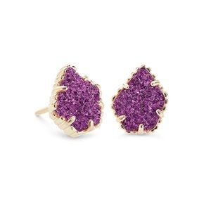 Kendra Scott Gold Studs Amethyst Drusy